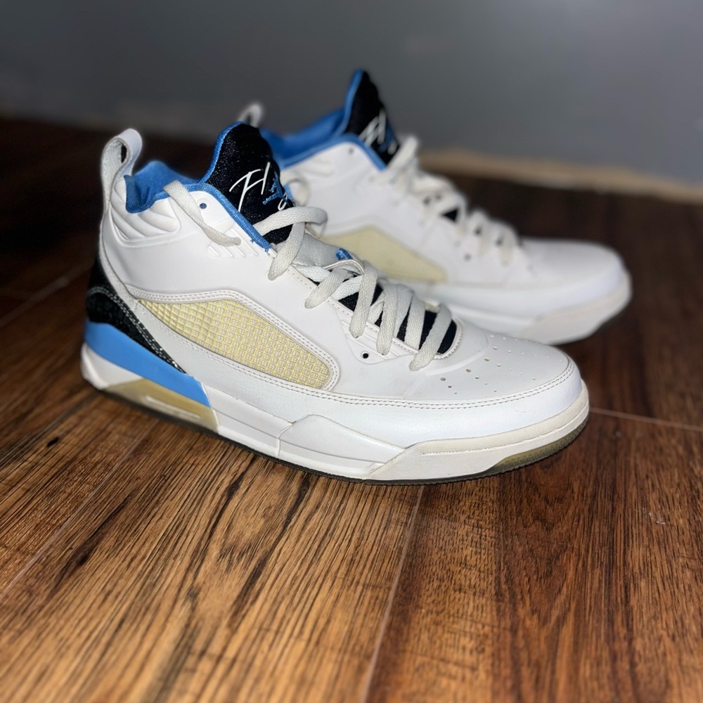 Stylish White and Blue Sneakers
